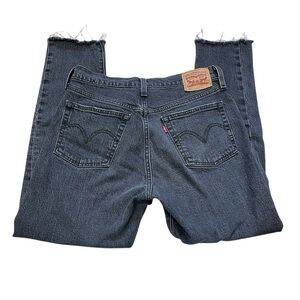 Levis 501 Womens‎ Jeans Skinny  High Rise Gray Black Cropped Raw Edge 28x28